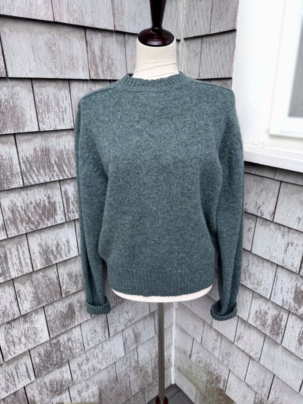 Christopher Hayes 100% Wool Shetland Crewneck - Sage/Teal